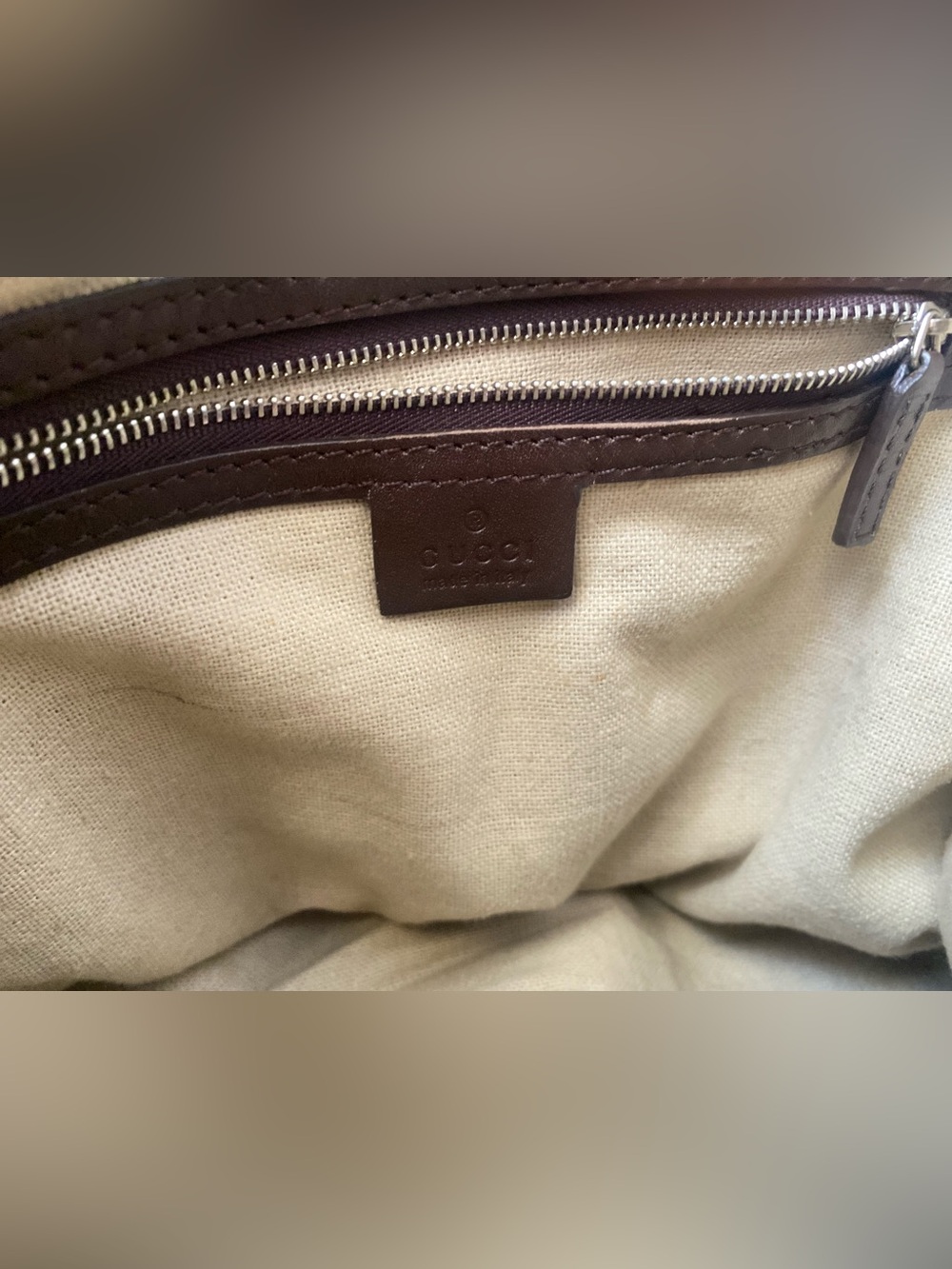 Gucci Beige Monogram Two Shoulder Bag Strap with Dark Brown Leather Trim - Picture 13 of 15